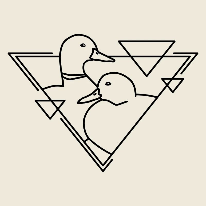 Zwei Enten in geometrischem Design