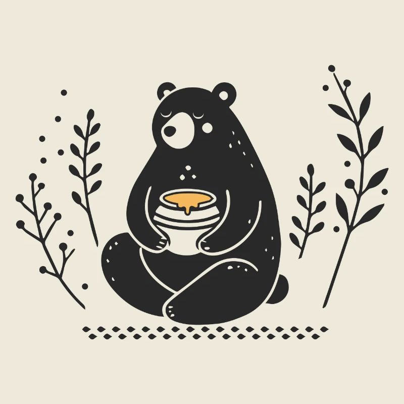 Braunbär mit Honigtopf – Liebevolle Illustration