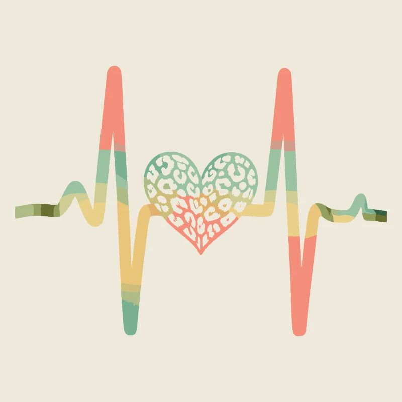 Heartbeat leopard print heart