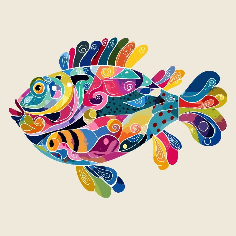 Bunter Abstractfisch Spiralen