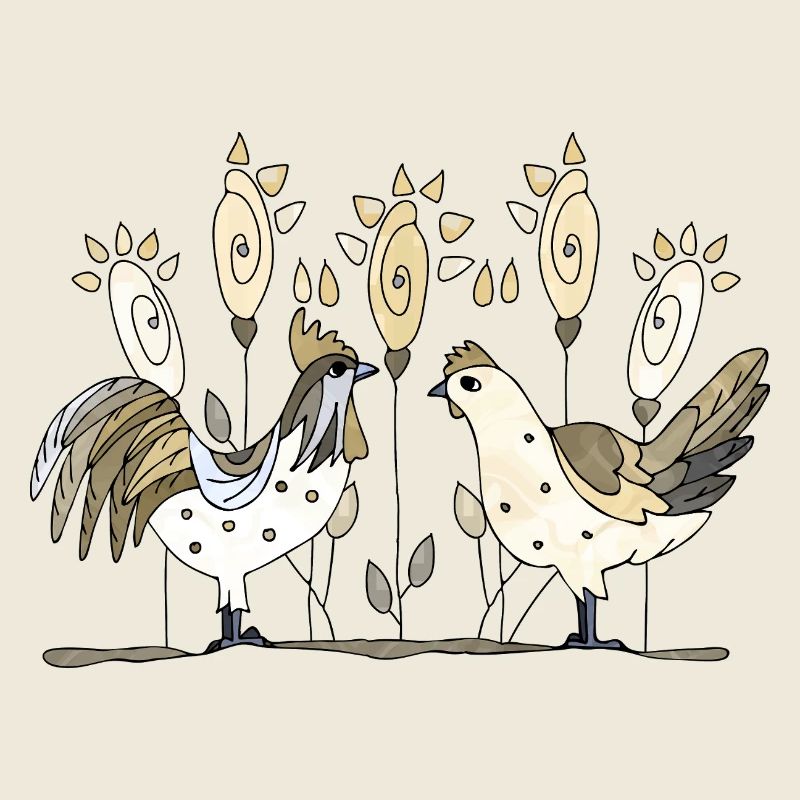 Coq et poule