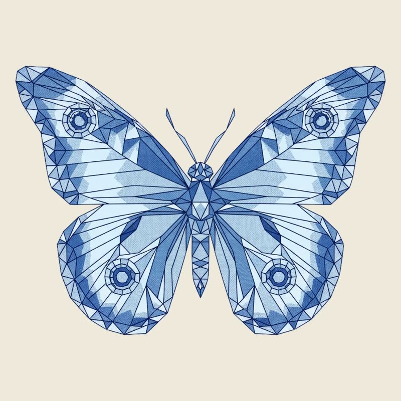 Papillon bleu géométrique