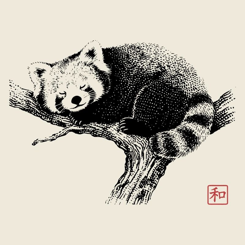 Sleeping Red Panda Zen Art