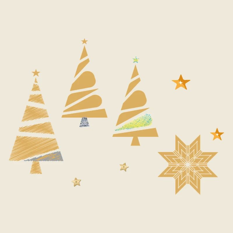 Golden Christmas Trees