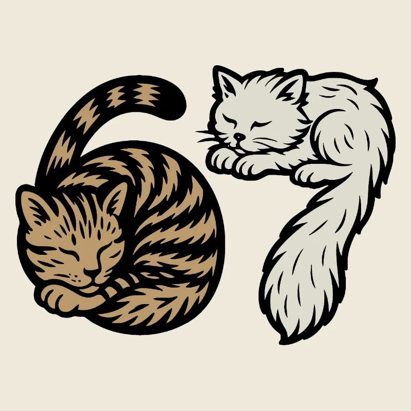 Schlafende 'Six Seven'-Katzen