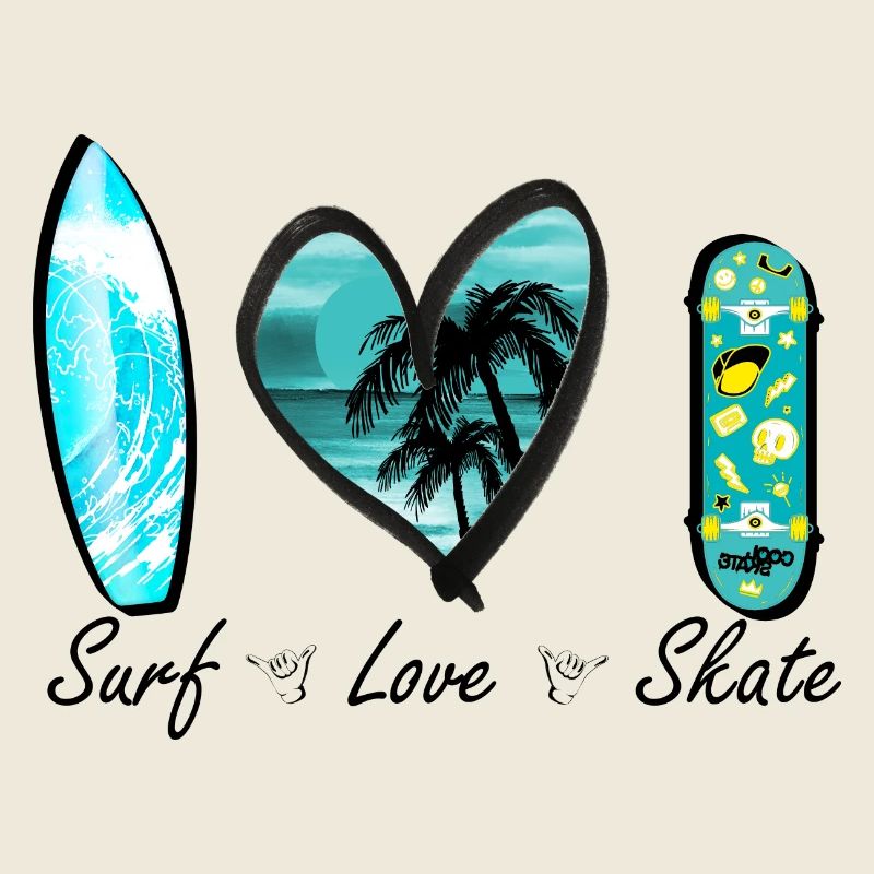 surf love skate vague coeur