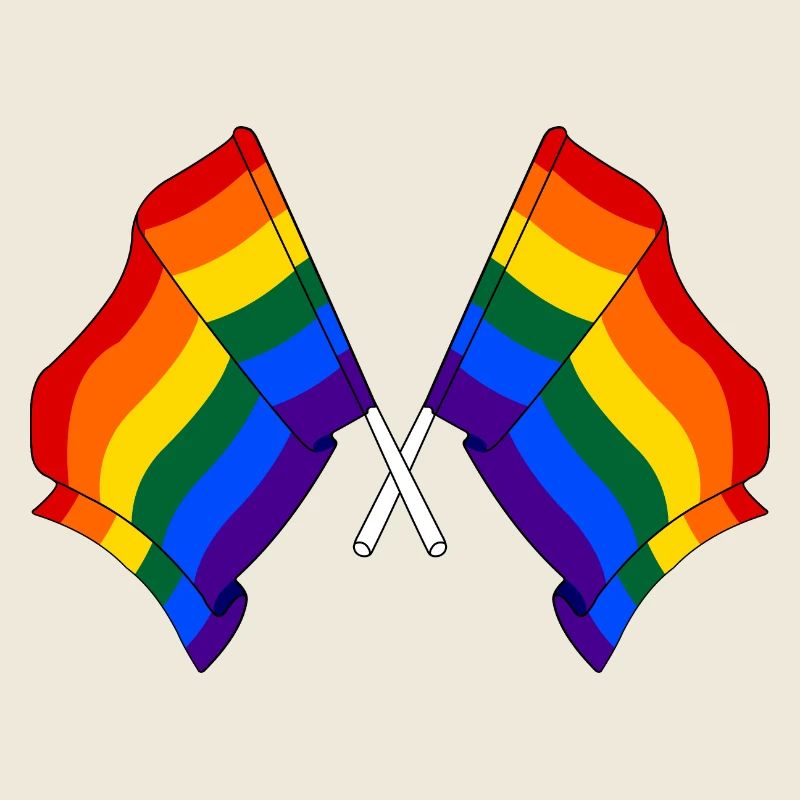 Two rainbow flags