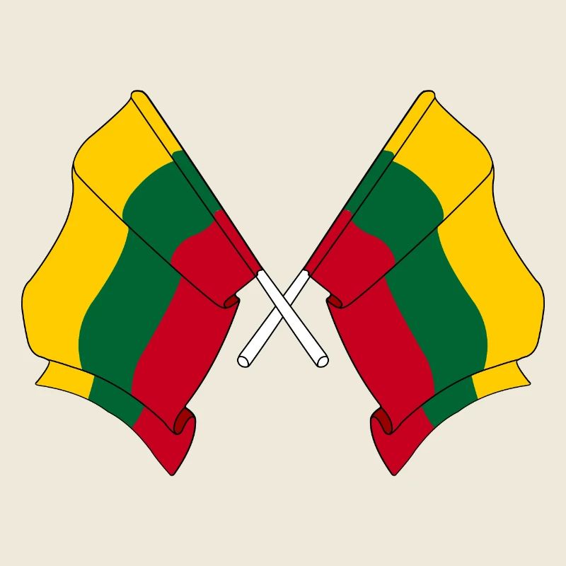 Deux drapeaux de la Lituanie croisés