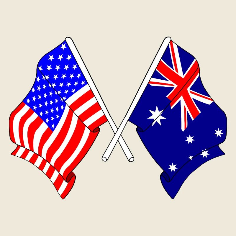 Drapeau des États-Unis et drapeau de l’Australie