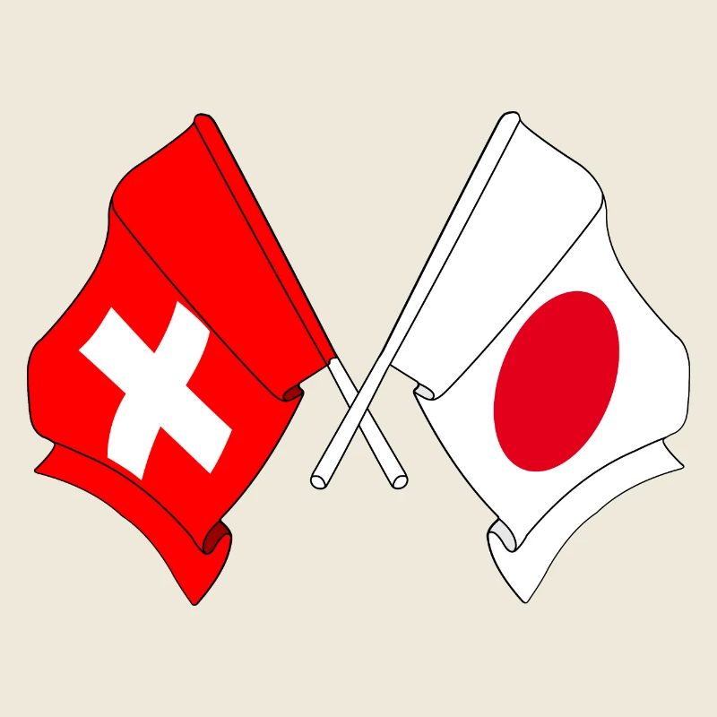 Drapeau de la Suisse et drapeau du Japon