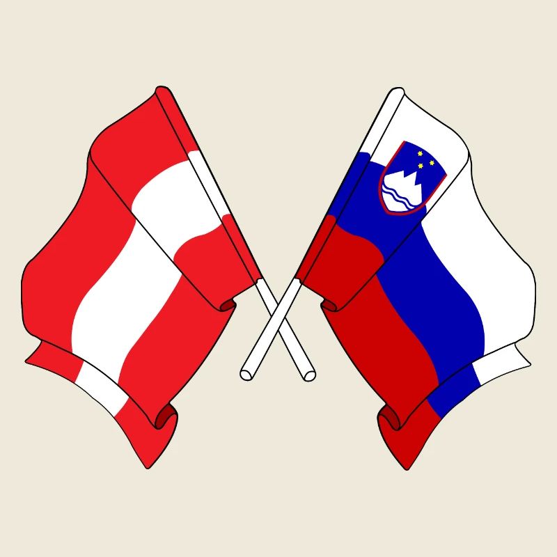 Drapeau de l’Autriche et drapeau de la Slovénie