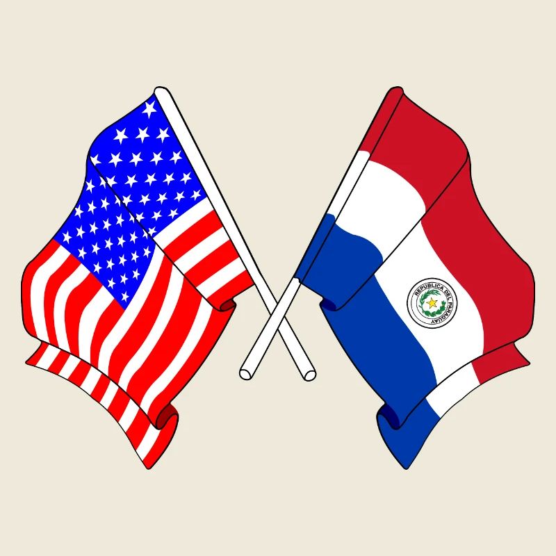 Flag USA, flag Paraguay