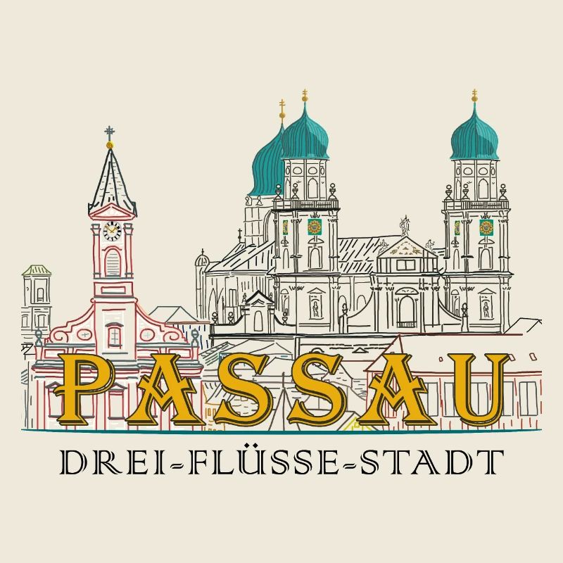Passau Danube View, Bavaria, Germany, Drawing