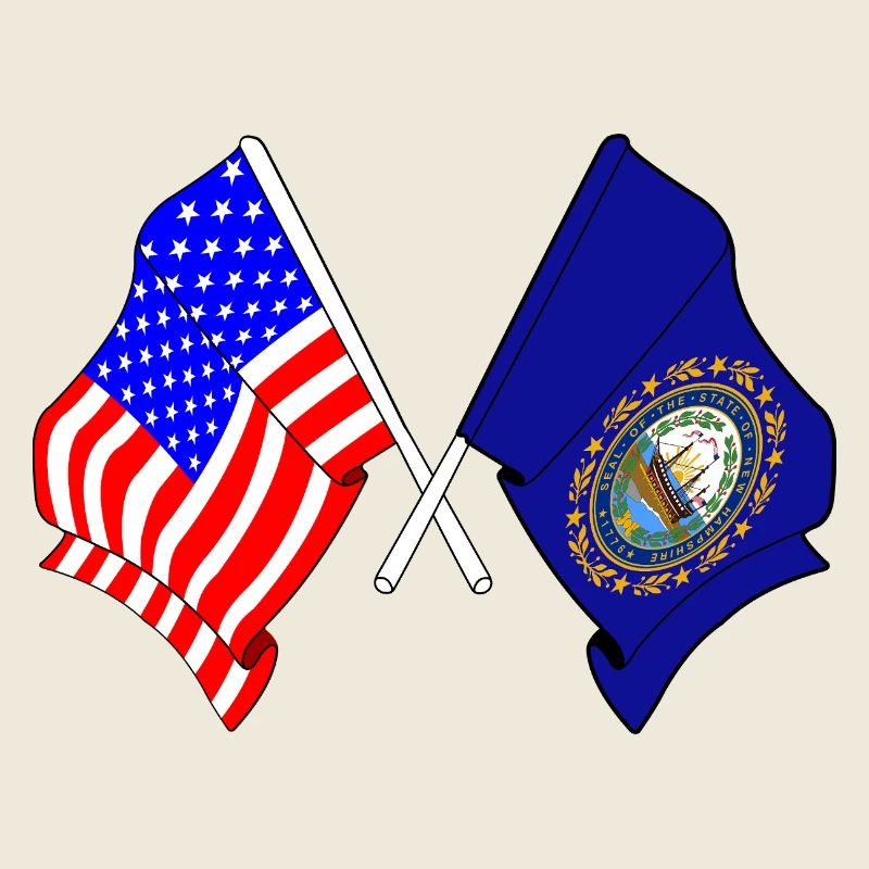 Drapeau des États-Unis et de l’État du New Hampshire croisé