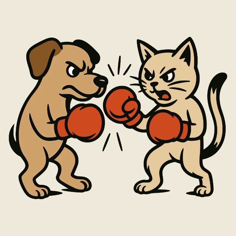 Combat d’animaux de compagnie Chat Chien Boxe Duel