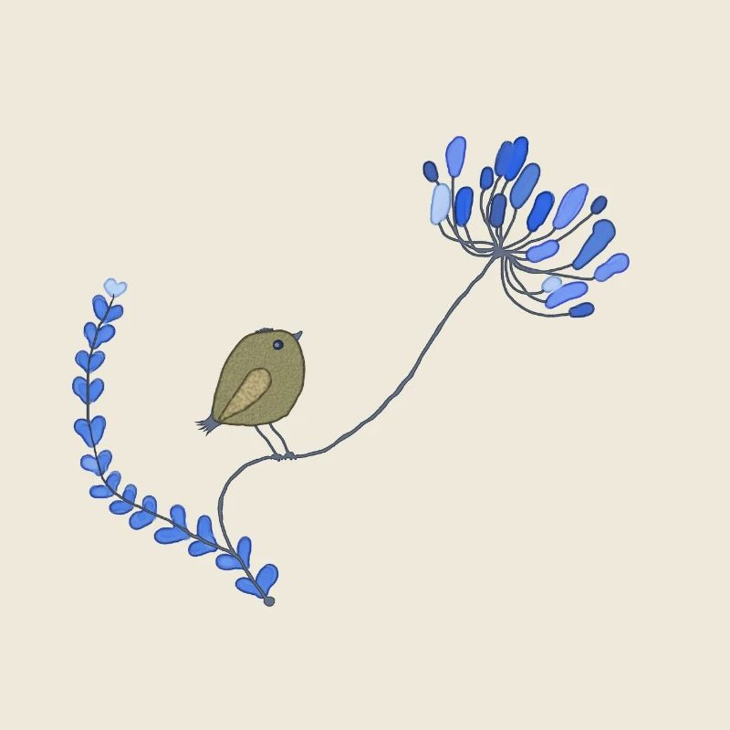 Vogel mit Blume
