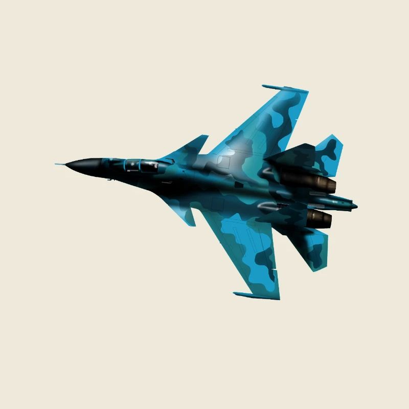 Blue Camouflage Fighter Jet