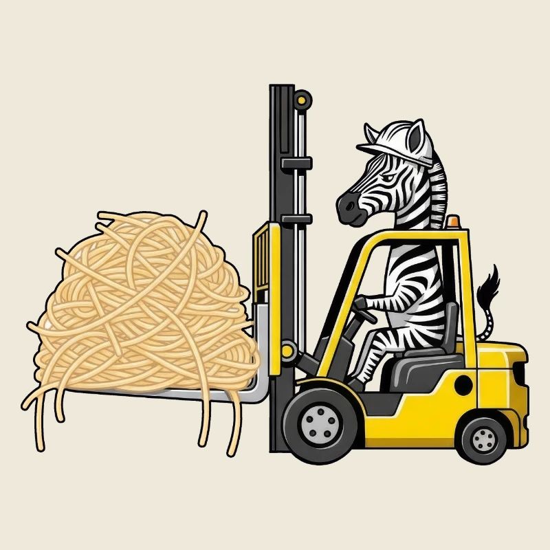 Funny Zebra Forklift Driver Spaghetti Italian