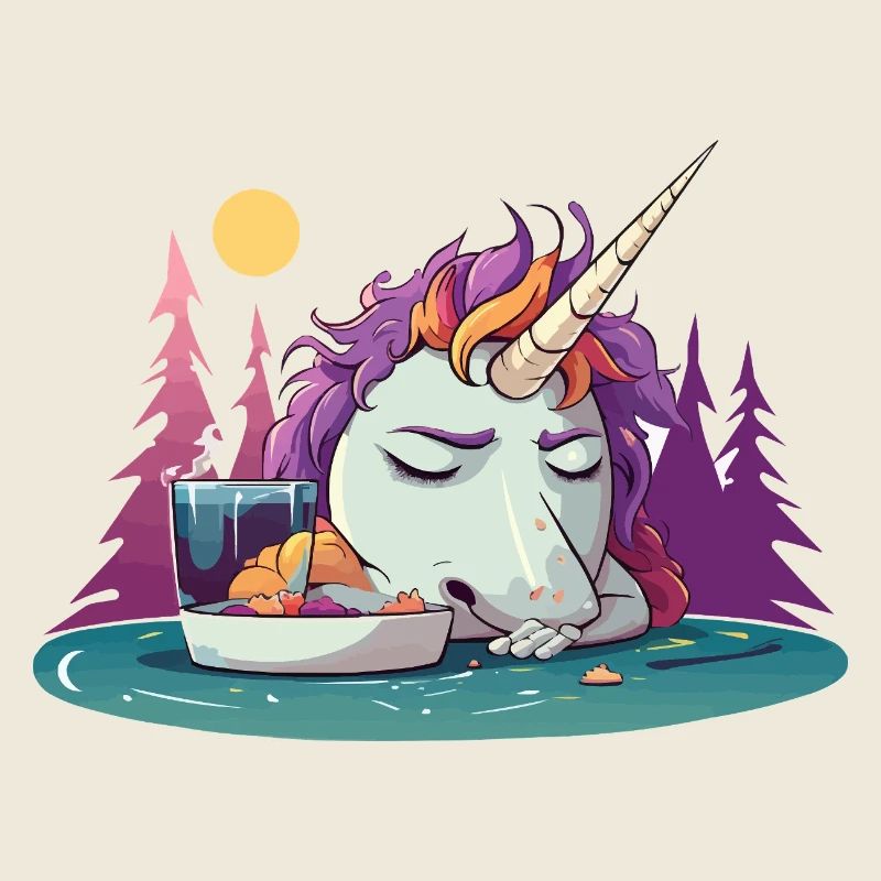 Verschlafenes Einhorn am Teich