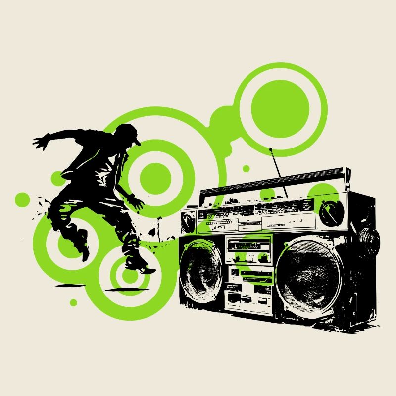 Circles Lime Abstract Black Dancer Hip Hop