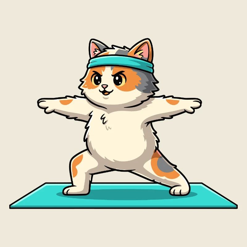 Chaton chat yoga faisant de l’art de la posture guerrière