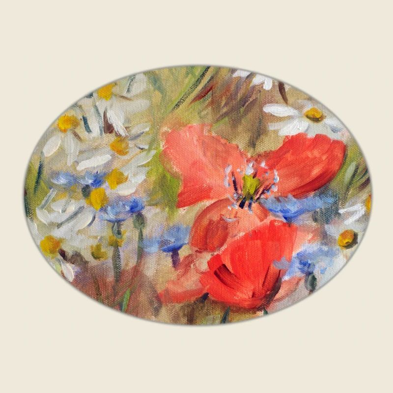 Rote Mohn- und Gänseblümchen-Wiesen-Malerei