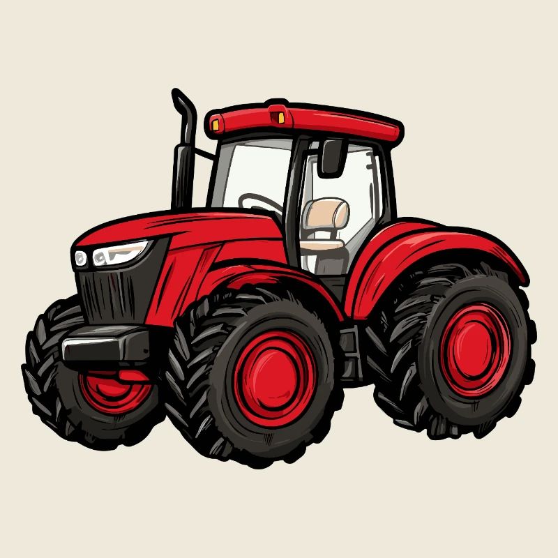 Roter Traktor Cartoon