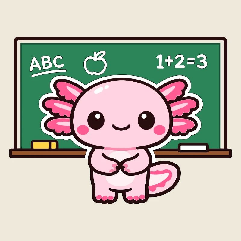 Kawaii apprenant le dragon devant un tableau noir