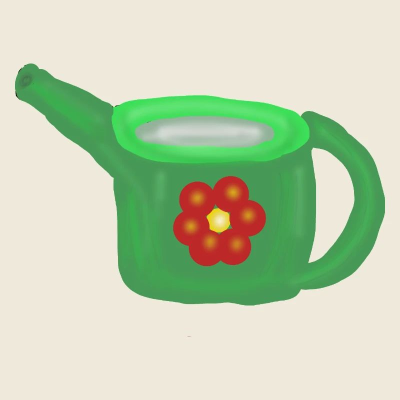 Arrosoir vert avec fleur rouge