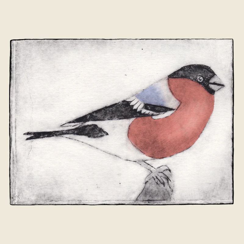 Bird colorfully colored - print template hand carved