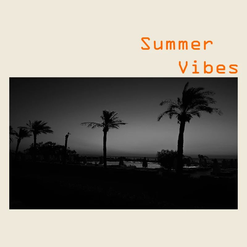 Summer vibes, palm trees, summer, vacation, fun, saying