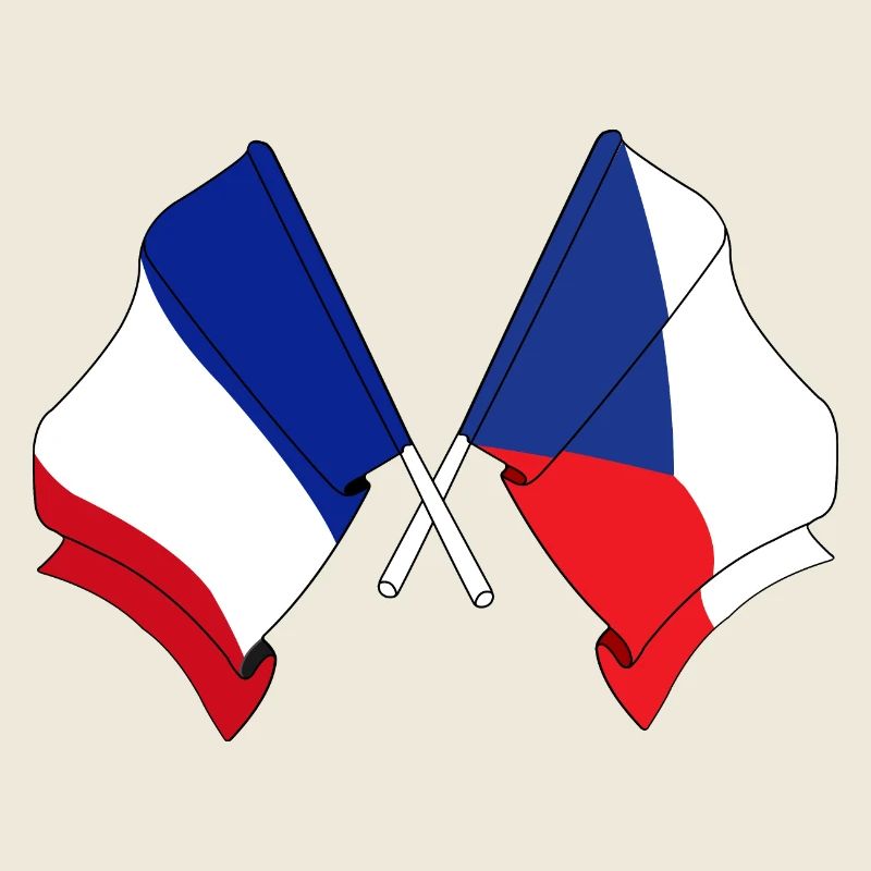 Flagge Frankreichs und Flagge der Tschechischen Republik