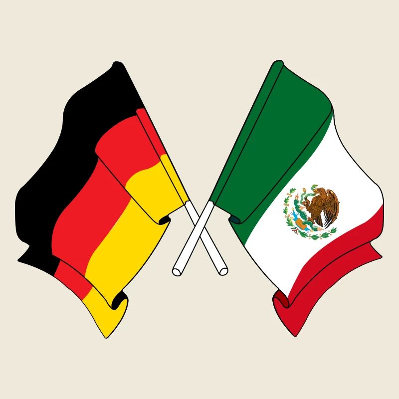 Drapeau de l’Allemagne et drapeau du Mexique croisés