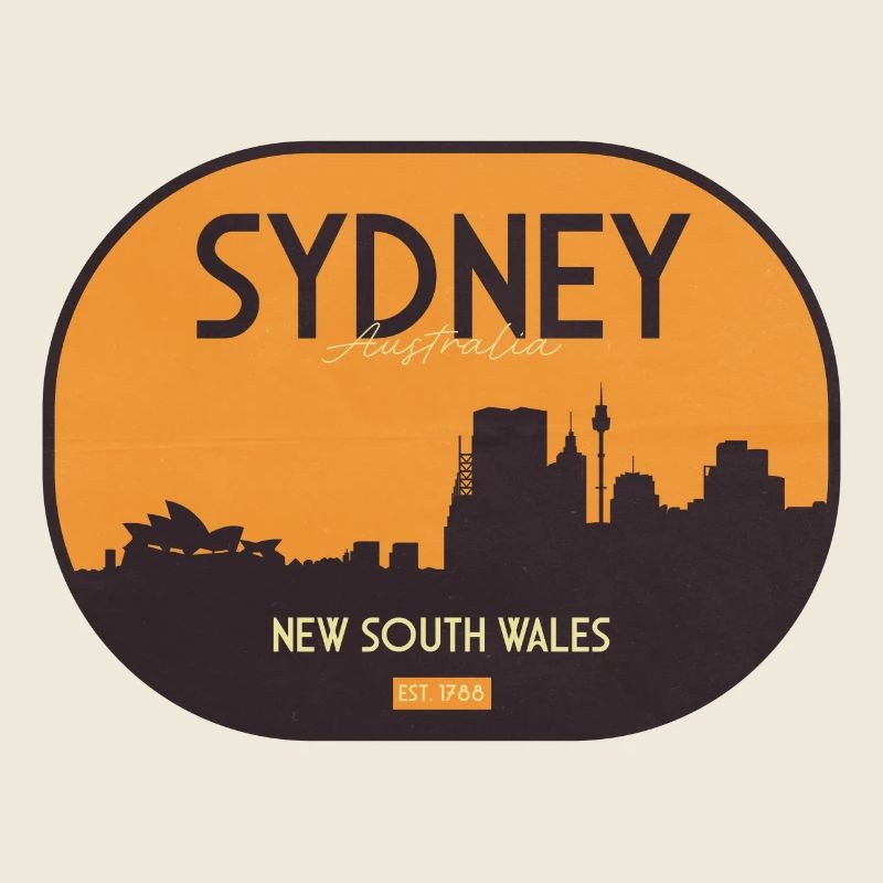 Sydney skyline in orange sunset