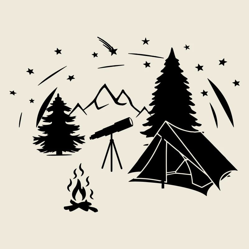 Ciel étoilé dans la forêt avec des jumelles d’étoiles