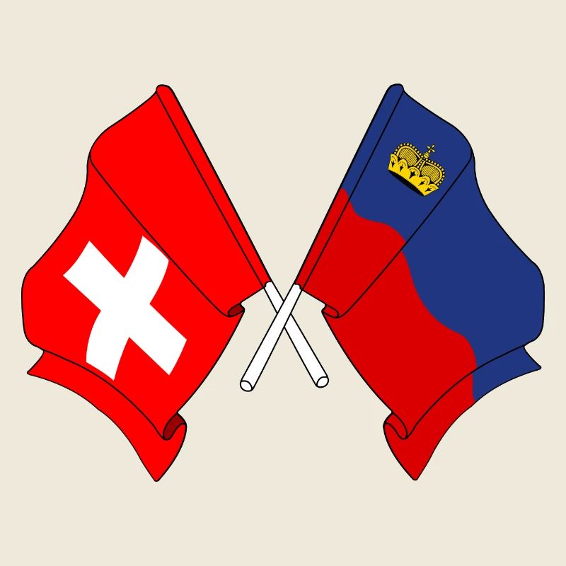 Drapeau de la Suisse et drapeau du Liechtenstein