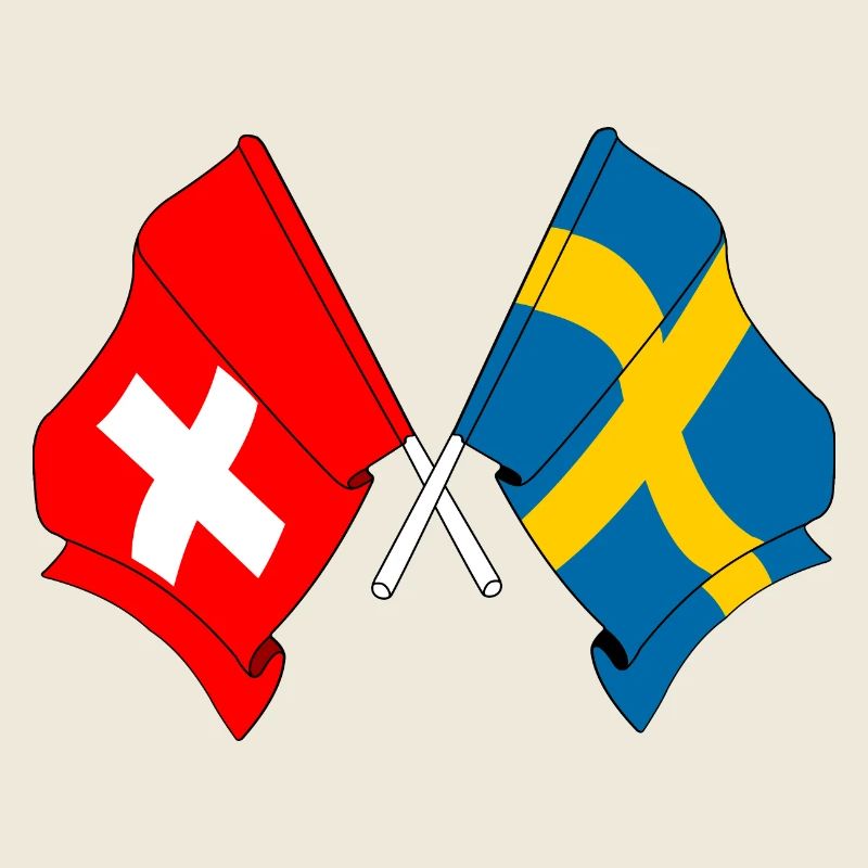 Drapeau de la Suisse et drapeau de la Suède