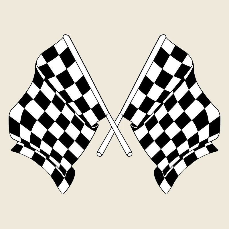 Deux drapeaux de course automobile croisés départ arrivée