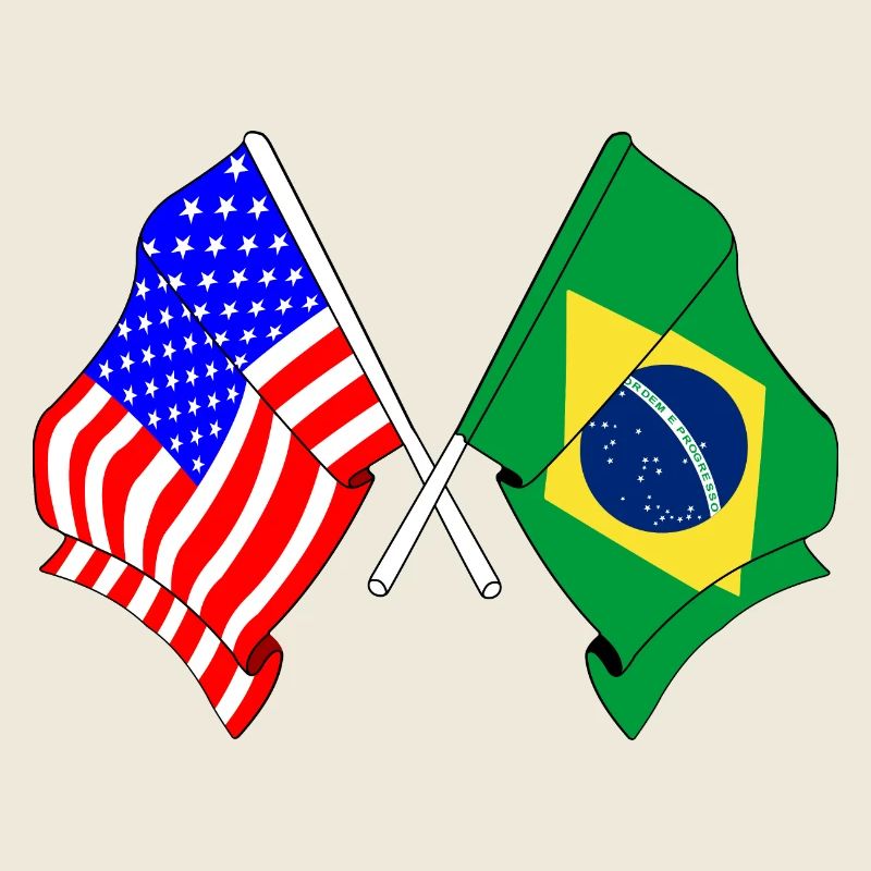 Drapeau des États-Unis et du Brésil