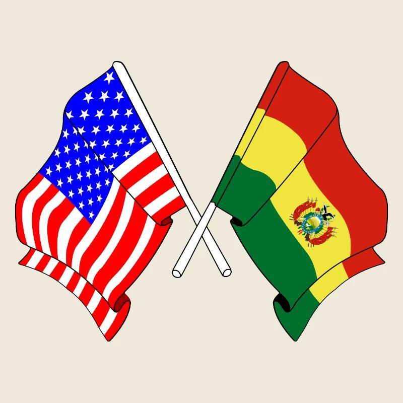 Drapeau des États-Unis et drapeau de la Bolivie