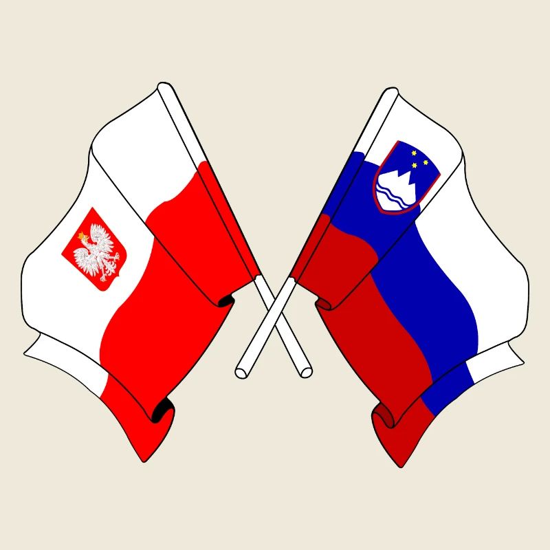 Drapeau de la Pologne et drapeau de la Slovénie
