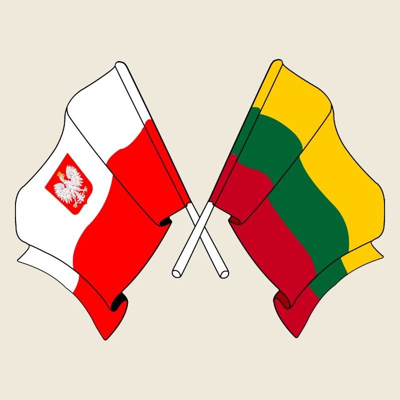 Drapeau de la Pologne et drapeau de la Lituanie