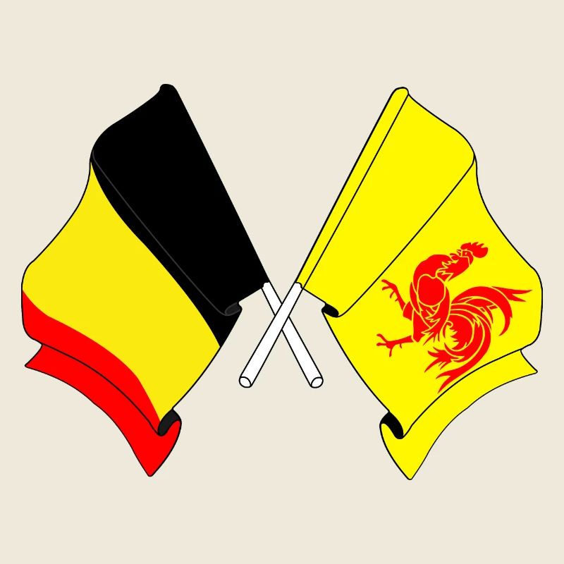 Drapeau de la Belgique, drapeau de la Wallonie croisé