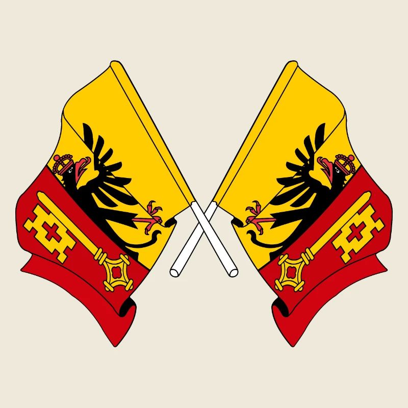 Zwei Flaggen Kanton Genf, Schweiz