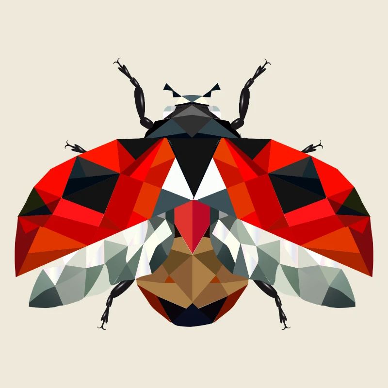 Flying ladybug in strong red tones