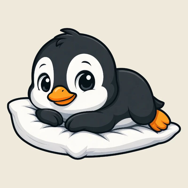 Cute penguin relaxed cartoon cuddles