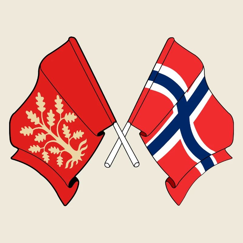 Crossed flags Agder and Norway together