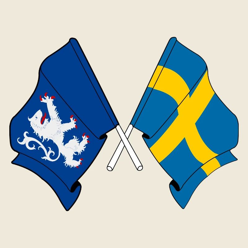 Drapeaux croisés du Halland et de la Suède