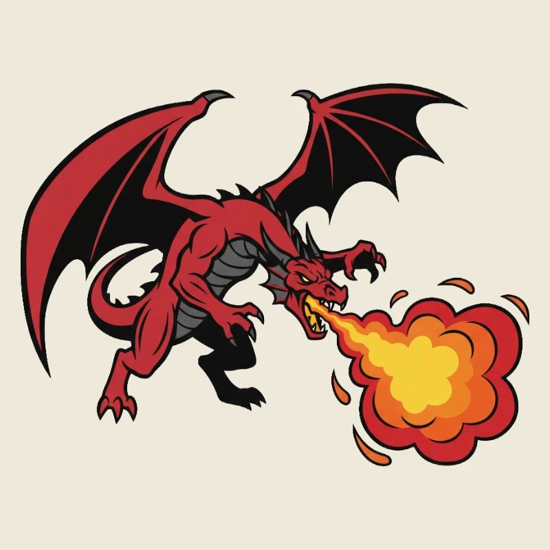 Roter Drache Feueratem Design