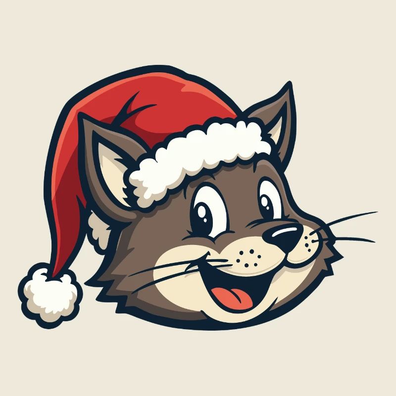 Chat au chapeau de Père Noël